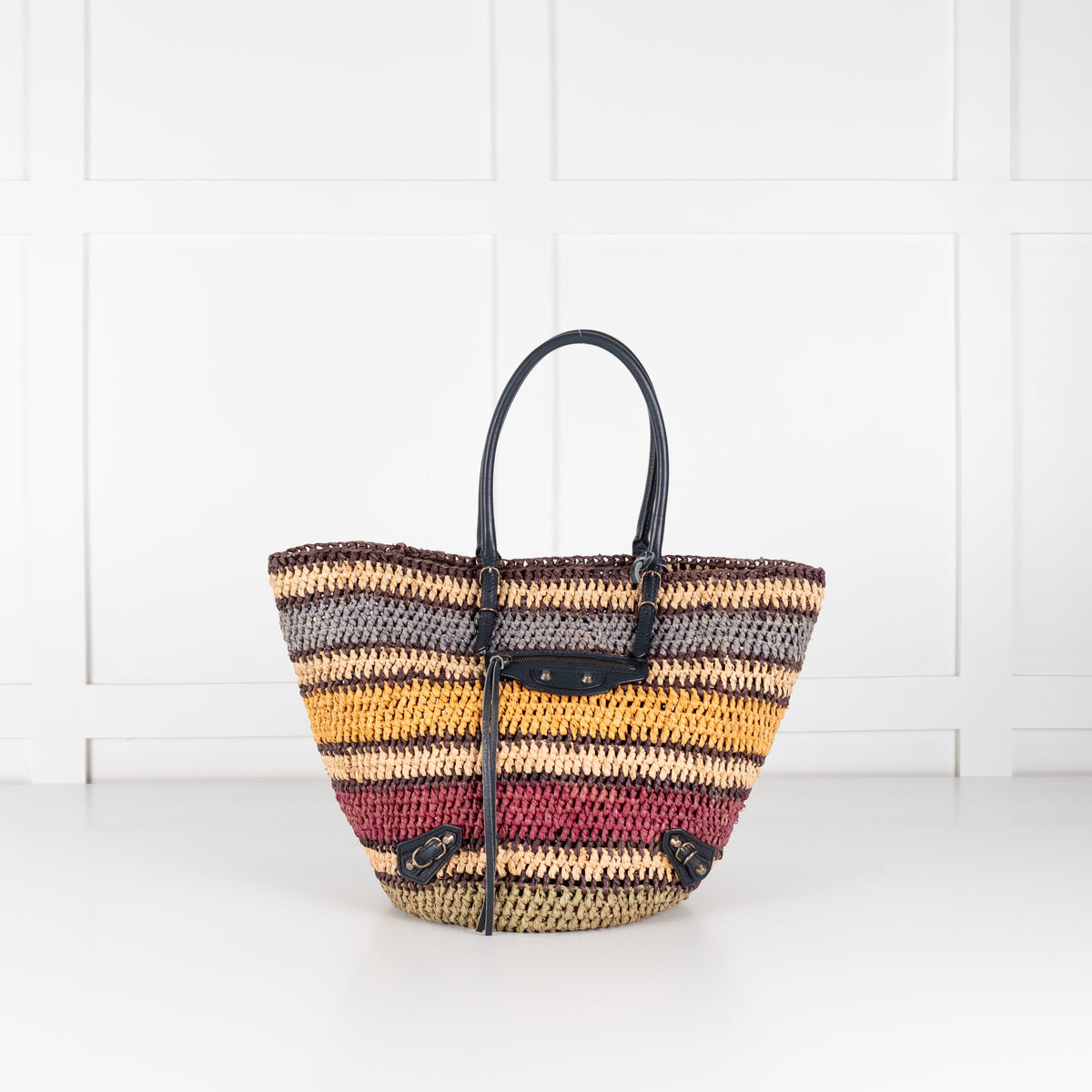 Balenciaga Multicolour Raffia Panier Tote Bag