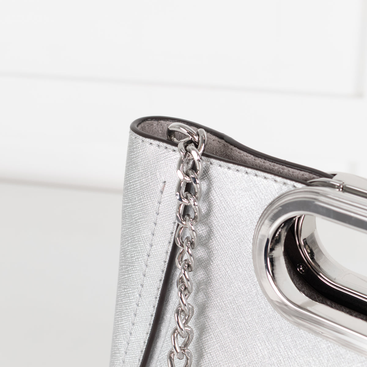 Michael Kors Silver Chelsea Saffiano Leather Convertable Crossbody Bag