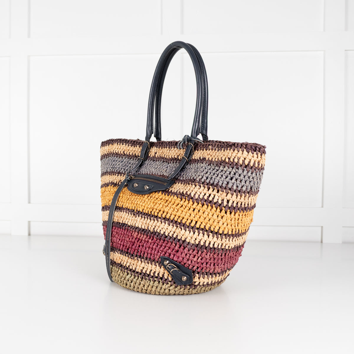 Balenciaga Multicolour Raffia Panier Tote Bag