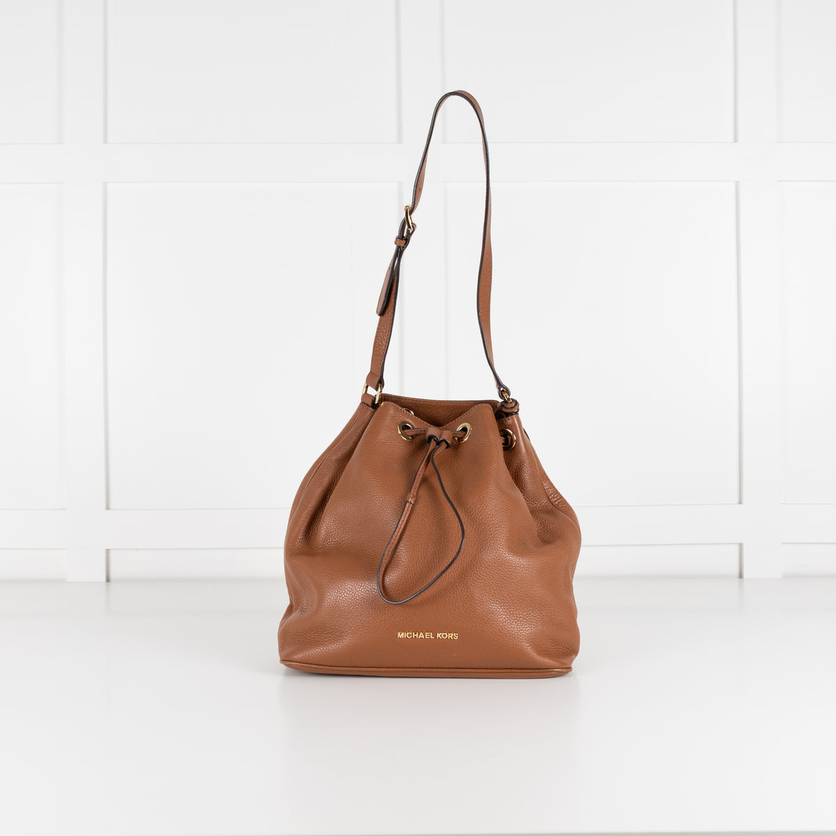 Michael Kors Jules Tan Leather Drawstring Shoulder Bag
