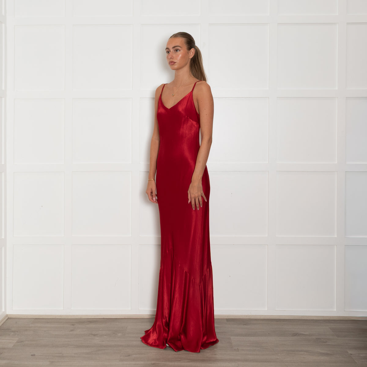 Ghost Red Satin Maxi Dress
