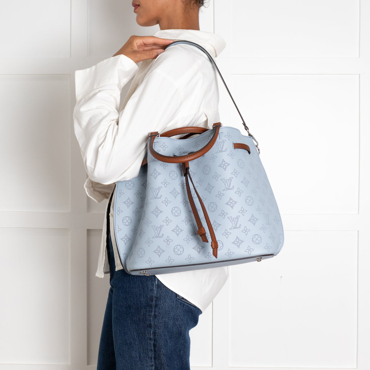 Louis Vuitton Light Blue Mahina Girolata Perforated Monogram Leather Bag