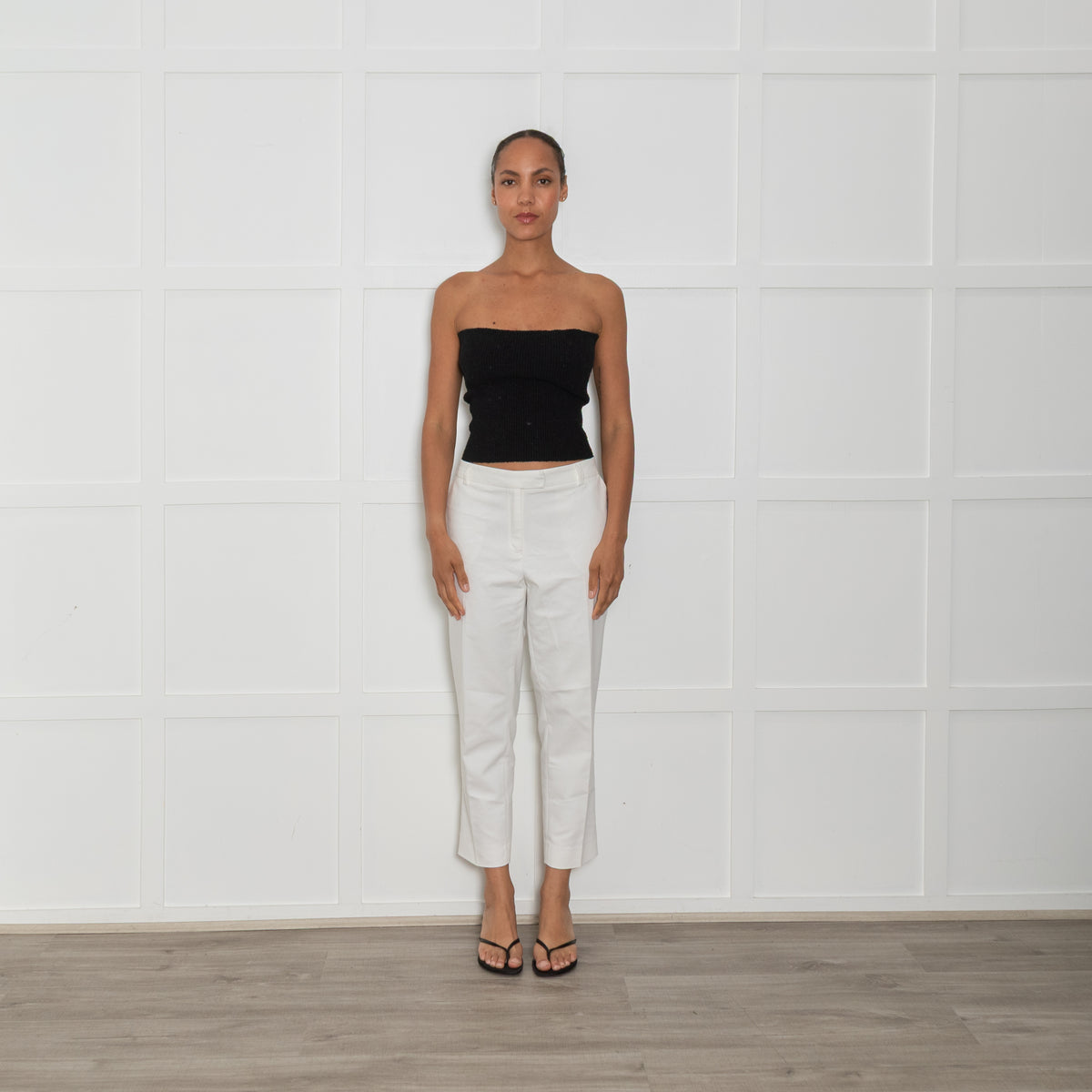 Baukjen White Cotton Blend Cigarette Trousers