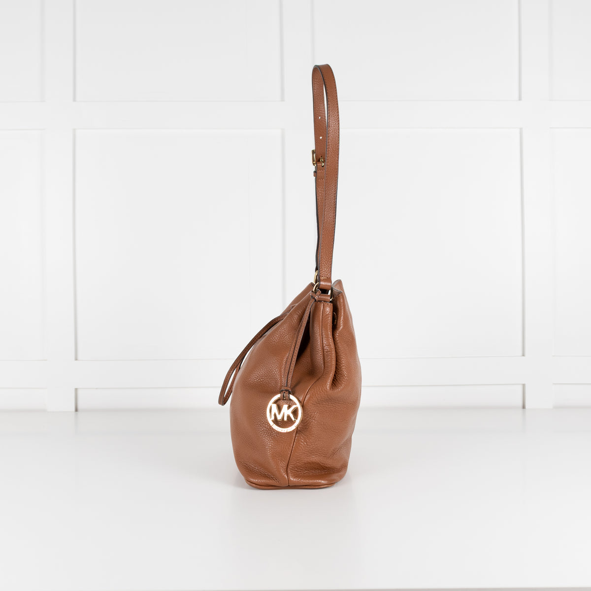 Michael Kors Jules Tan Leather Drawstring Shoulder Bag