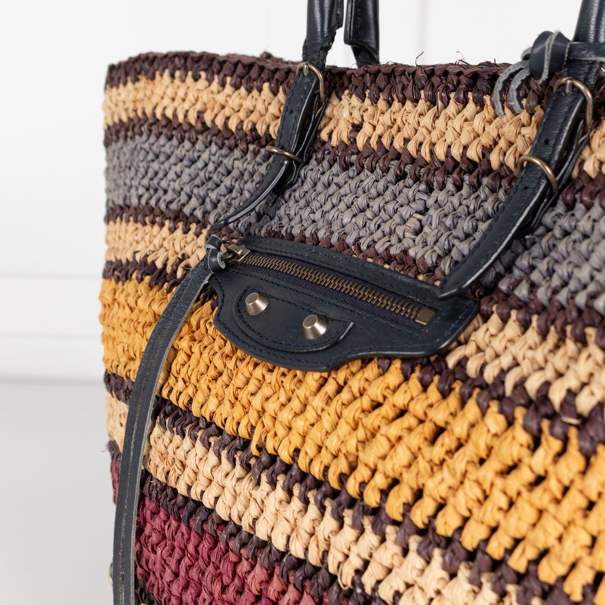 Balenciaga Multicolour Raffia Panier Tote Bag