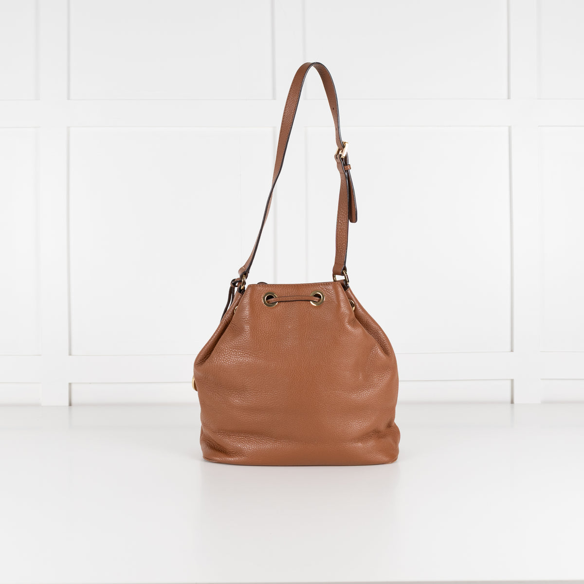 Michael Kors Jules Tan Leather Drawstring Shoulder Bag