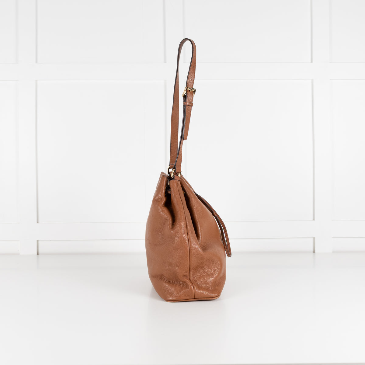 Michael Kors Jules Tan Leather Drawstring Shoulder Bag