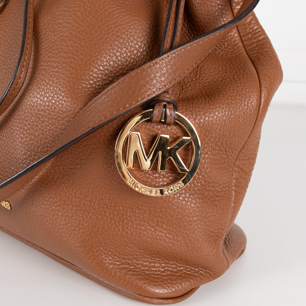 Michael Kors Jules Tan Leather Drawstring Shoulder Bag