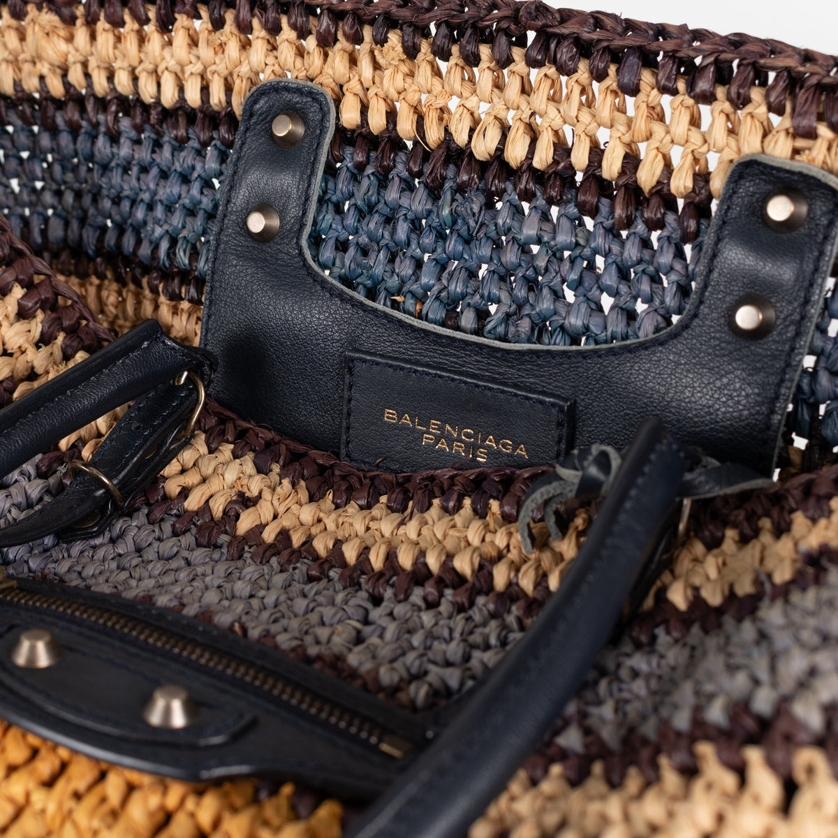 Balenciaga Multicolour Raffia Panier Tote Bag