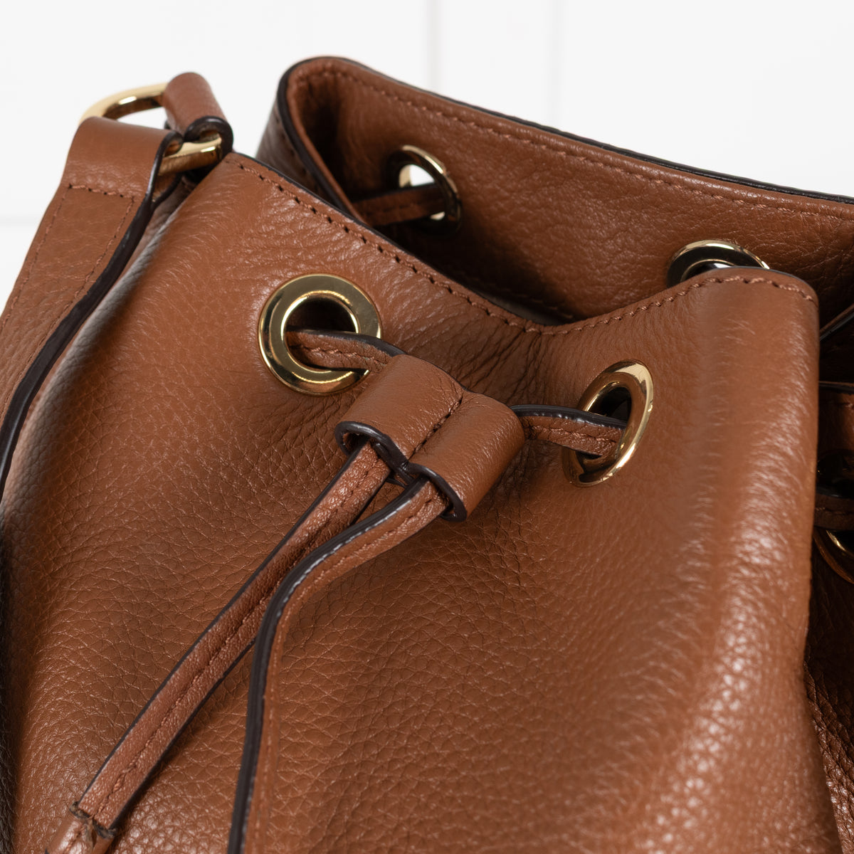 Michael Kors Jules Tan Leather Drawstring Shoulder Bag