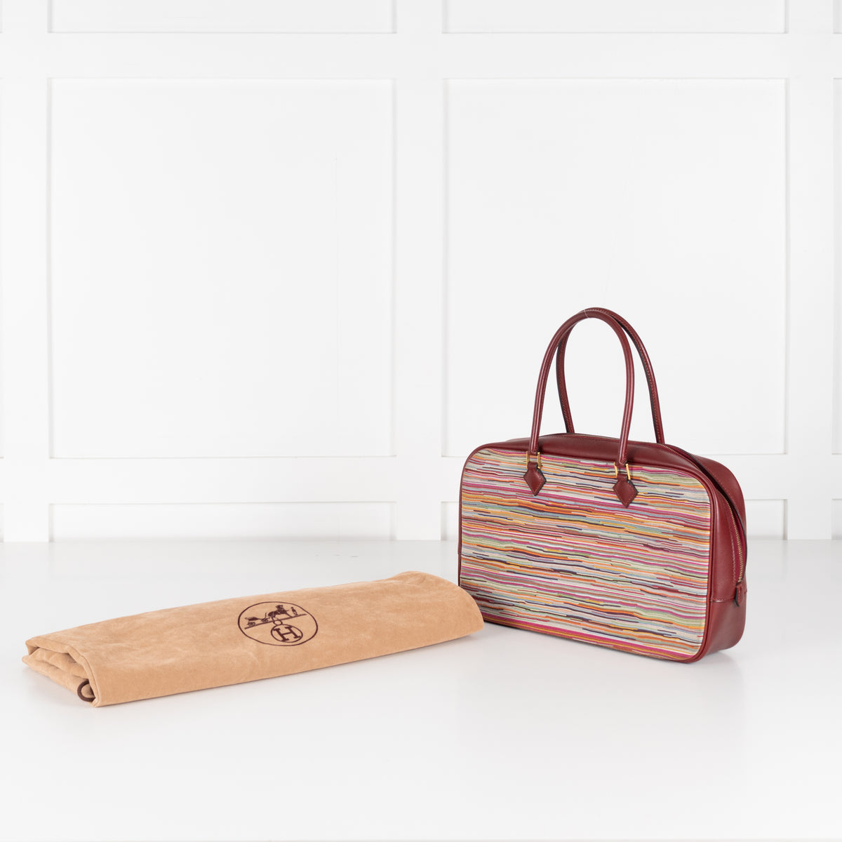 Hermes Burgundy Plume Vibrato 28 Handbag