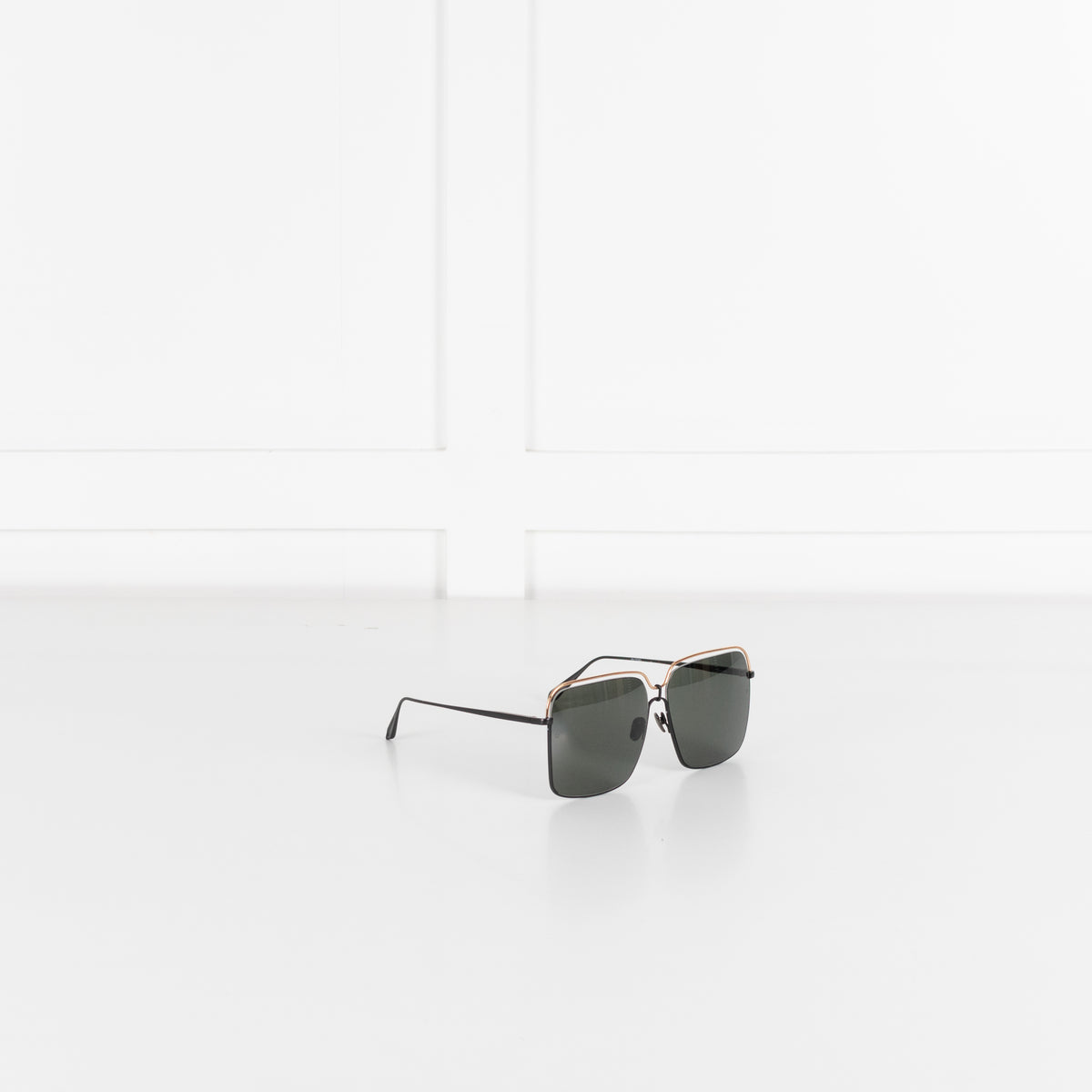 Linda Farrow Titanium Over sized Square Frame with Black lens