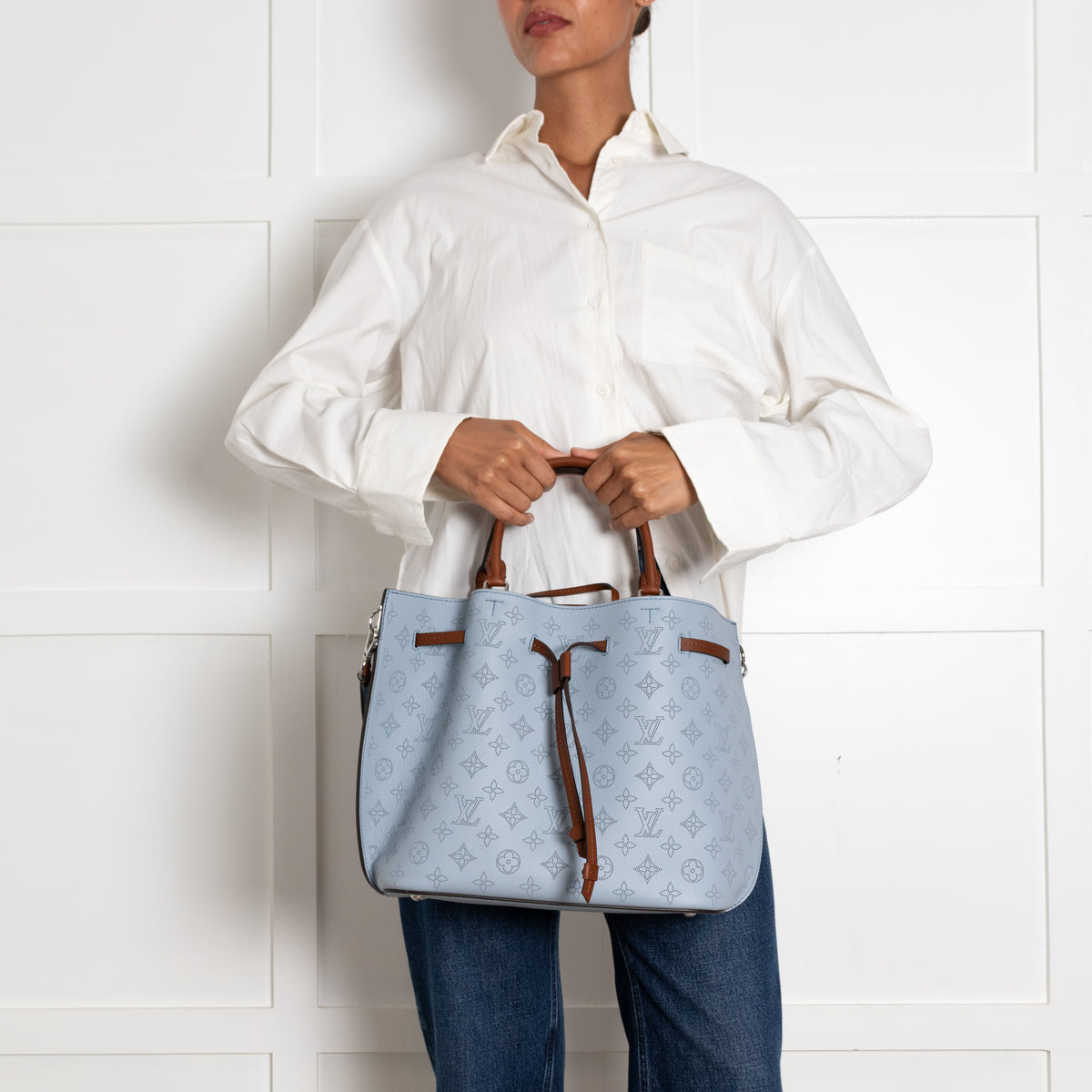 Louis Vuitton Light Blue Mahina Girolata Perforated Monogram Leather Bag