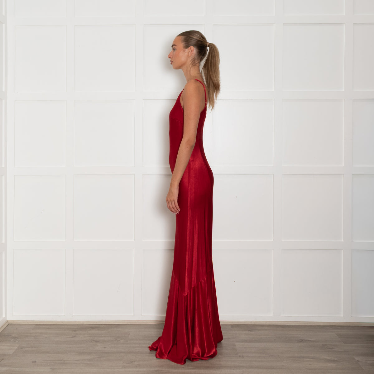 Ghost Red Satin Maxi Dress