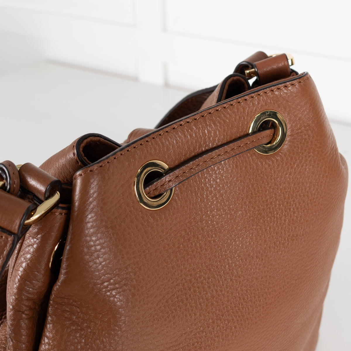 Michael Kors Jules Tan Leather Drawstring Shoulder Bag