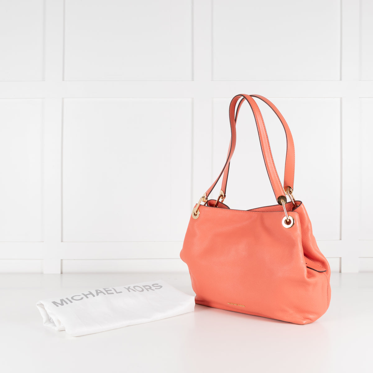 Michael Kors Coral Pebbled Leather Kensington Shoulder Bag
