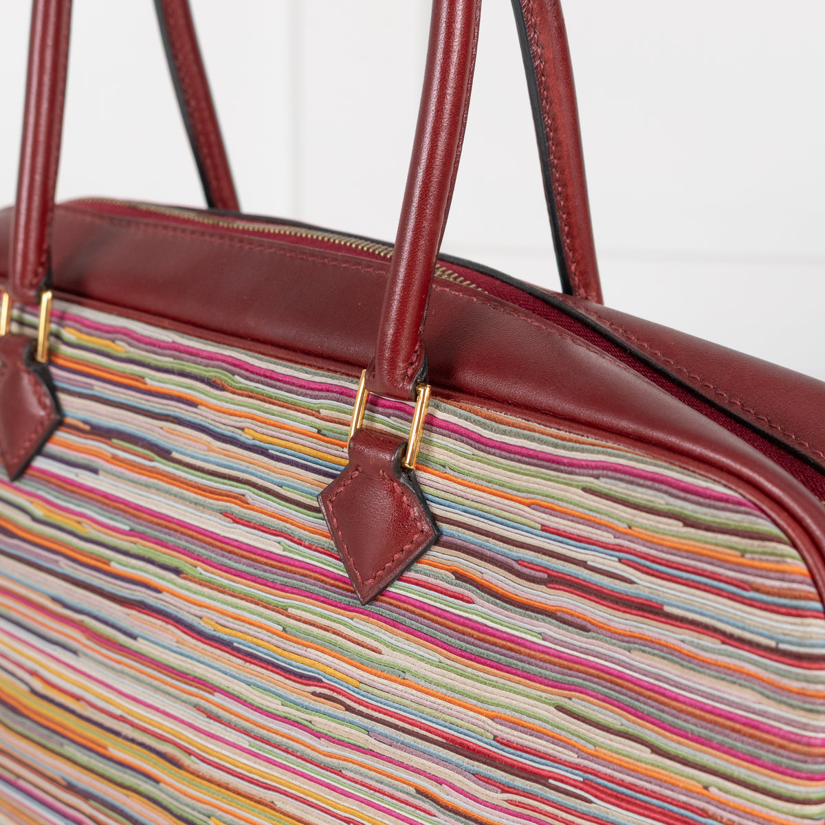Hermes Burgundy Plume Vibrato 28 Handbag