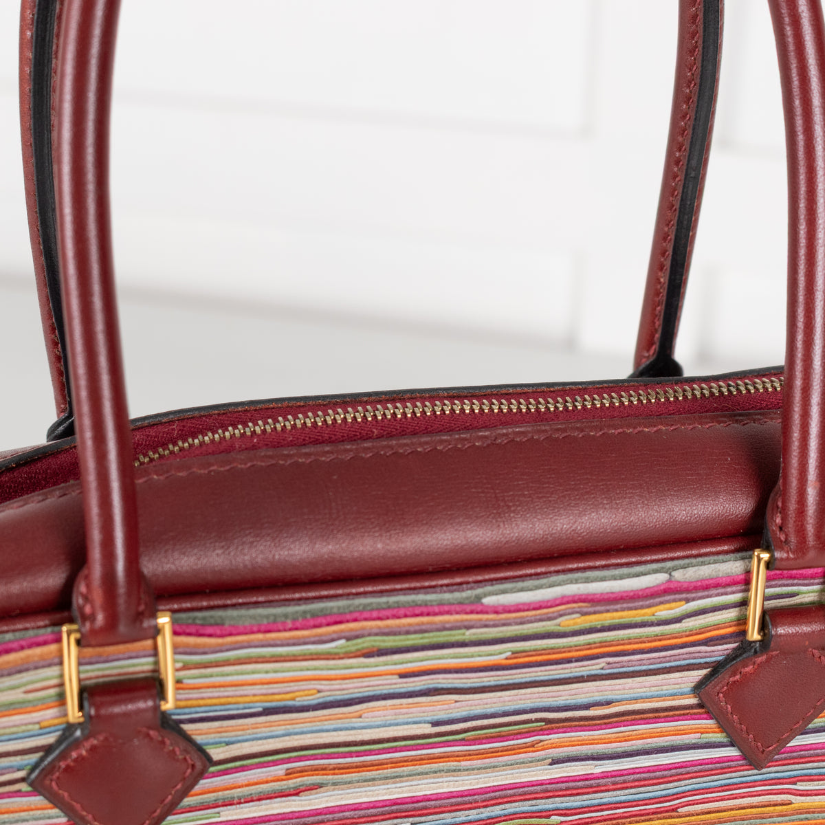 Hermes Burgundy Plume Vibrato 28 Handbag