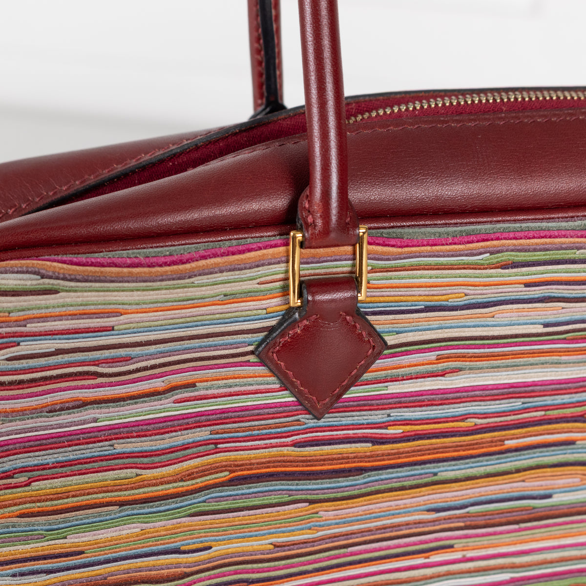 Hermes Burgundy Plume Vibrato 28 Handbag