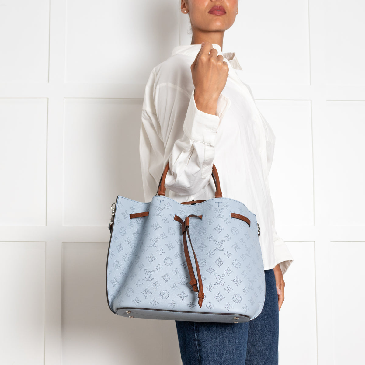 Louis Vuitton Light Blue Mahina Girolata Perforated Monogram Leather Bag