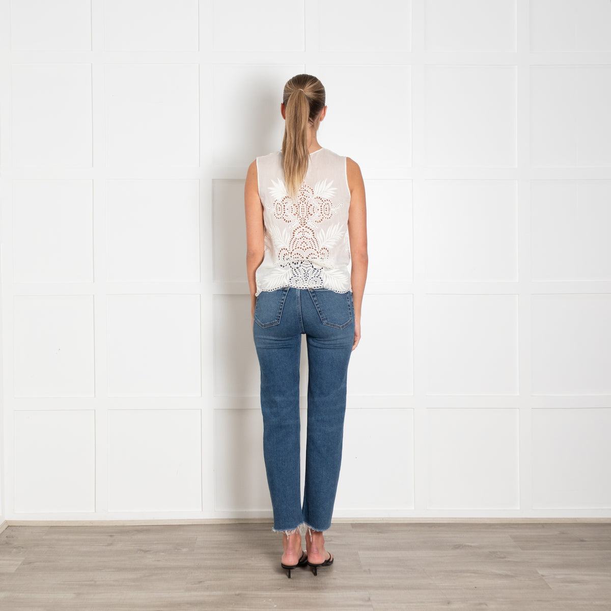 Stella McCartney Cotton & Silk Ivory Cutout Tank Top