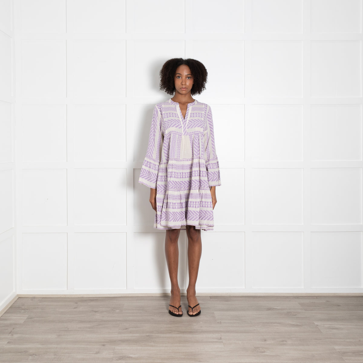 Devotion Twins  Lilac & White Patterned Dress