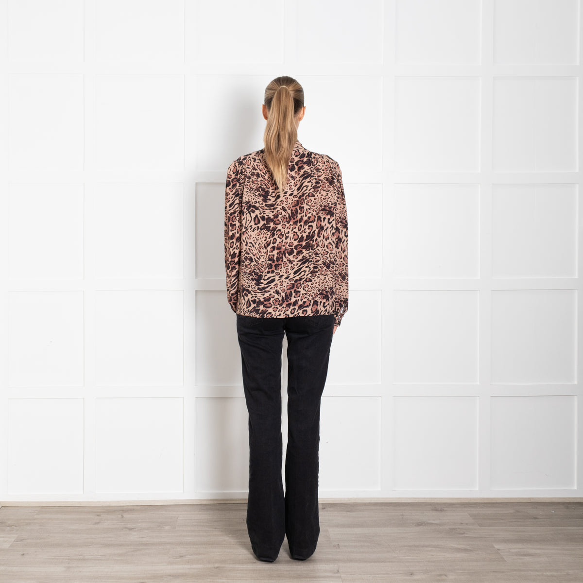 Patrizia Pepe Leopard Print Tie Neck Top