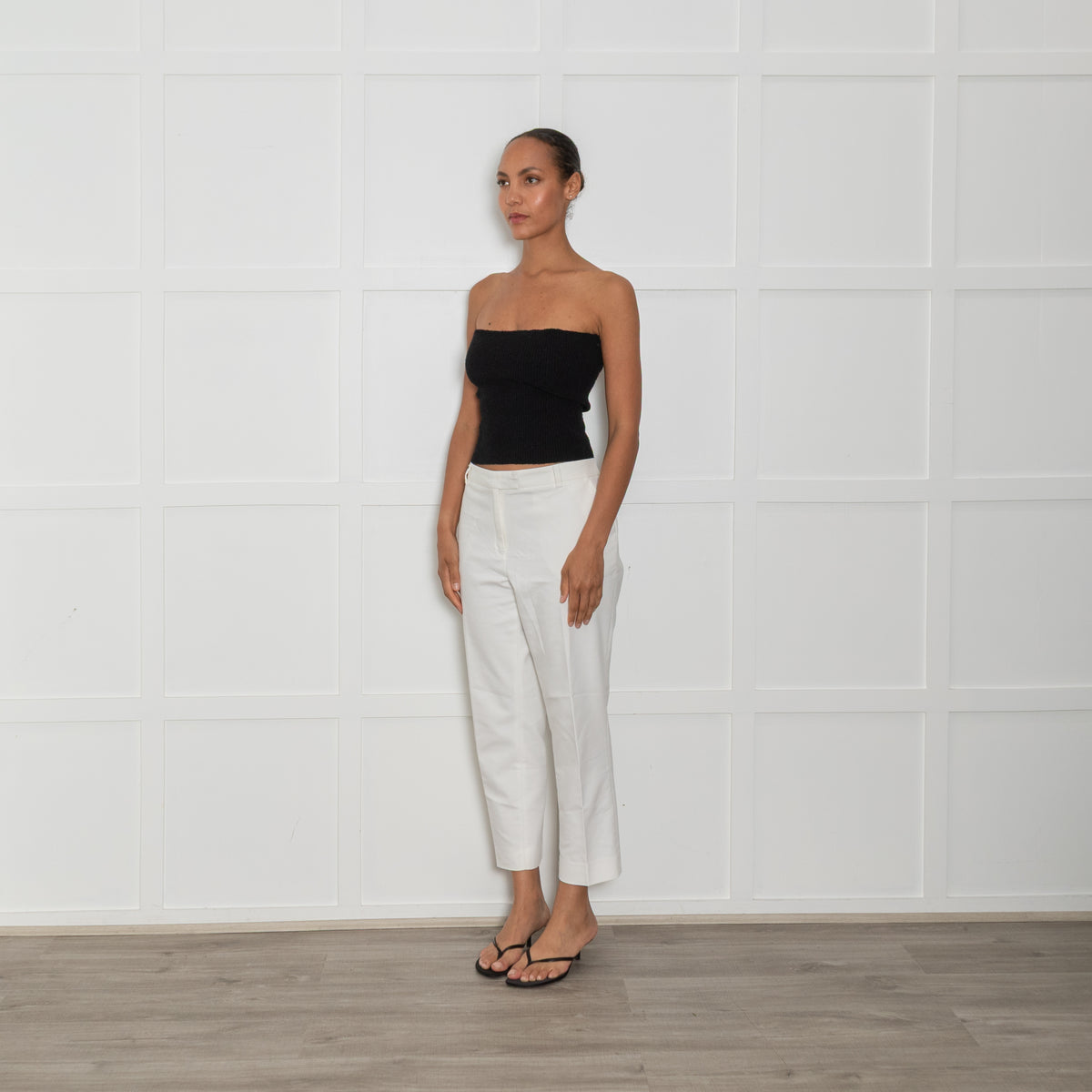 Baukjen White Cotton Blend Cigarette Trousers