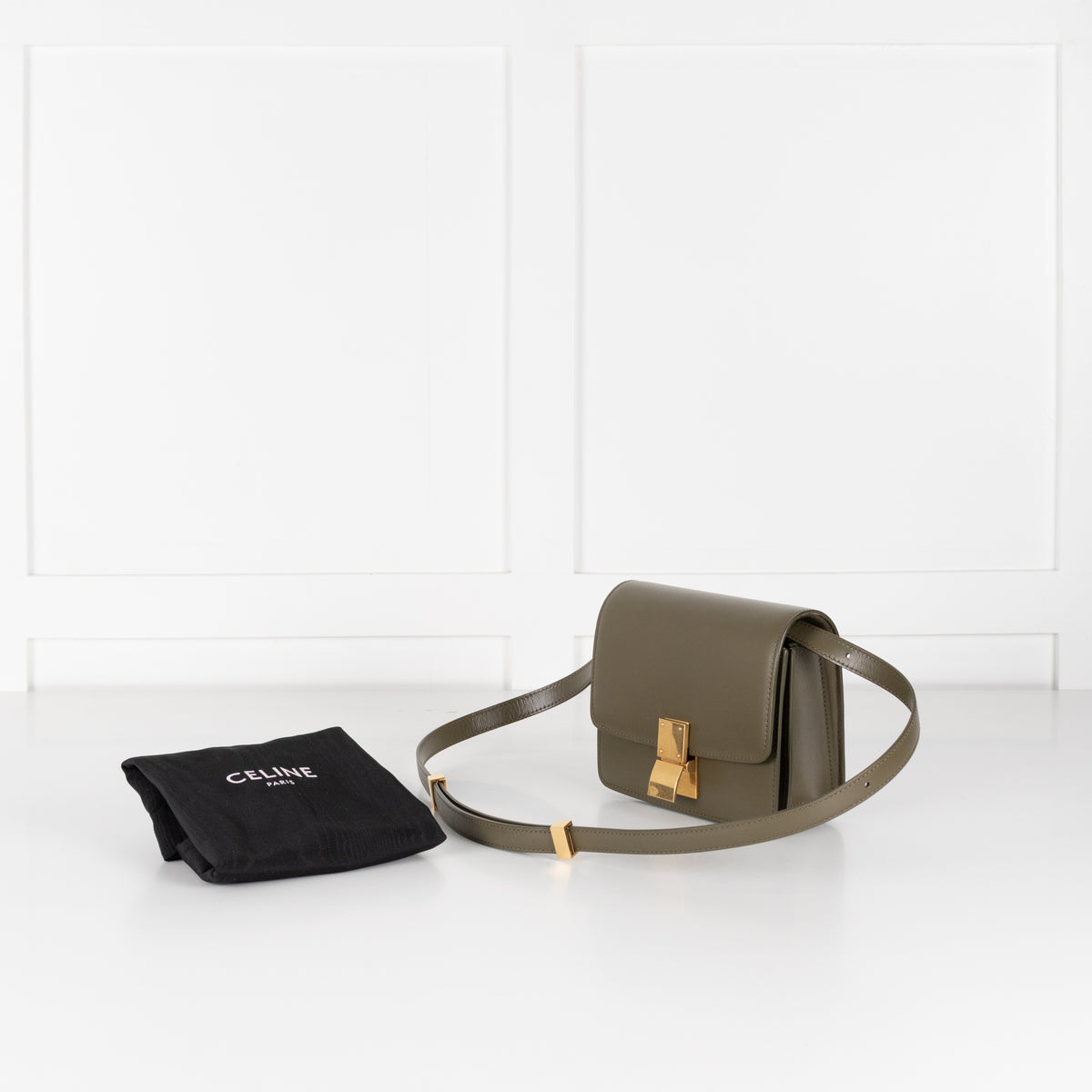 Celine Khaki Leather Teen Box Bag