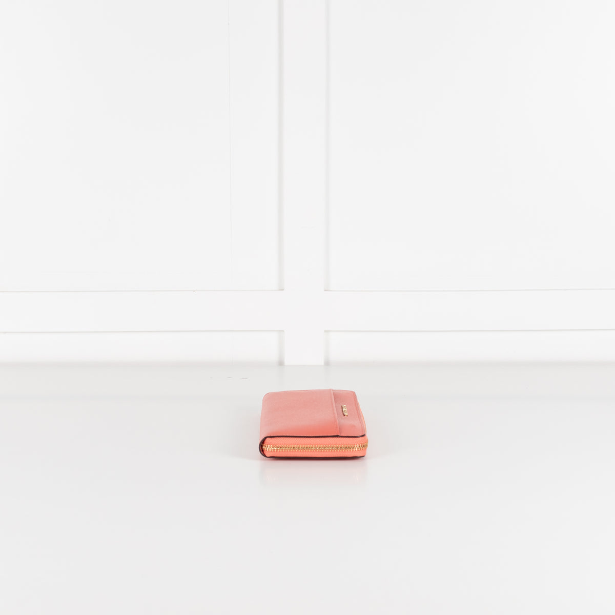 Michael Kors Coral Pebbled Leather Gold Zip Wallet With Front Pocket