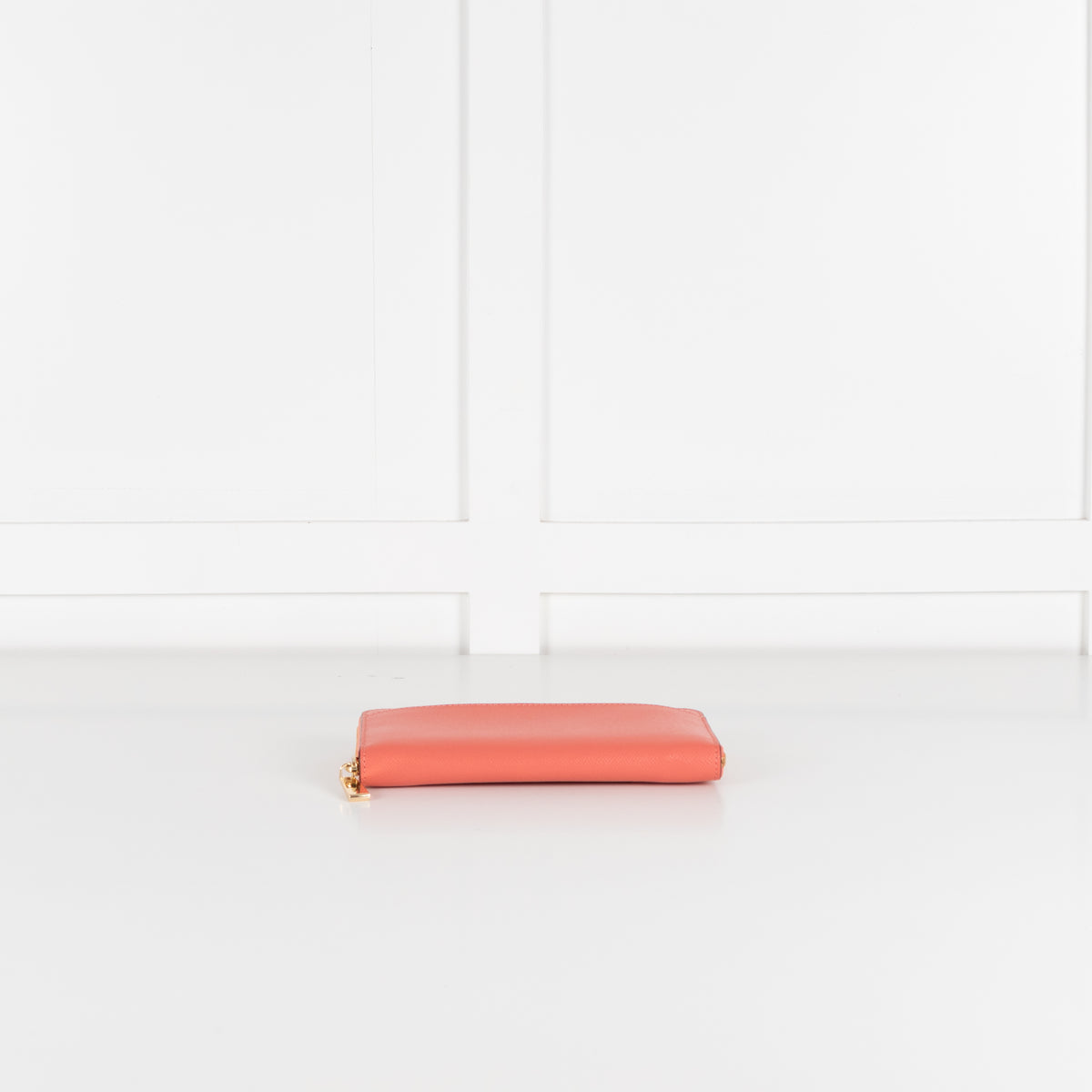 Michael Kors Coral Pebbled Leather Gold Zip Wallet With Front Pocket