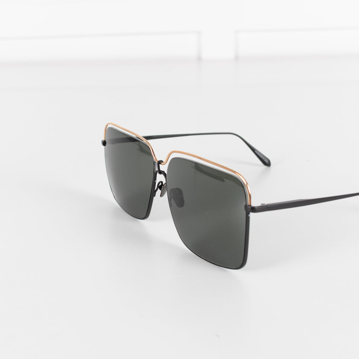 Linda Farrow Titanium Over sized Square Frame with Black lens