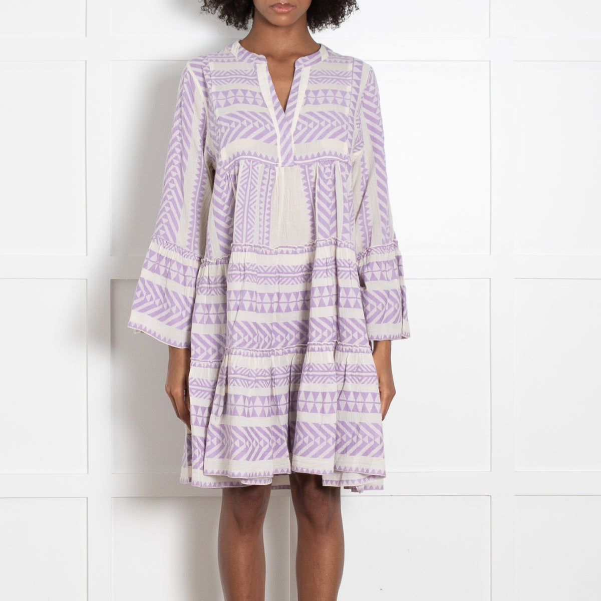 Devotion Twins  Lilac & White Patterned Dress