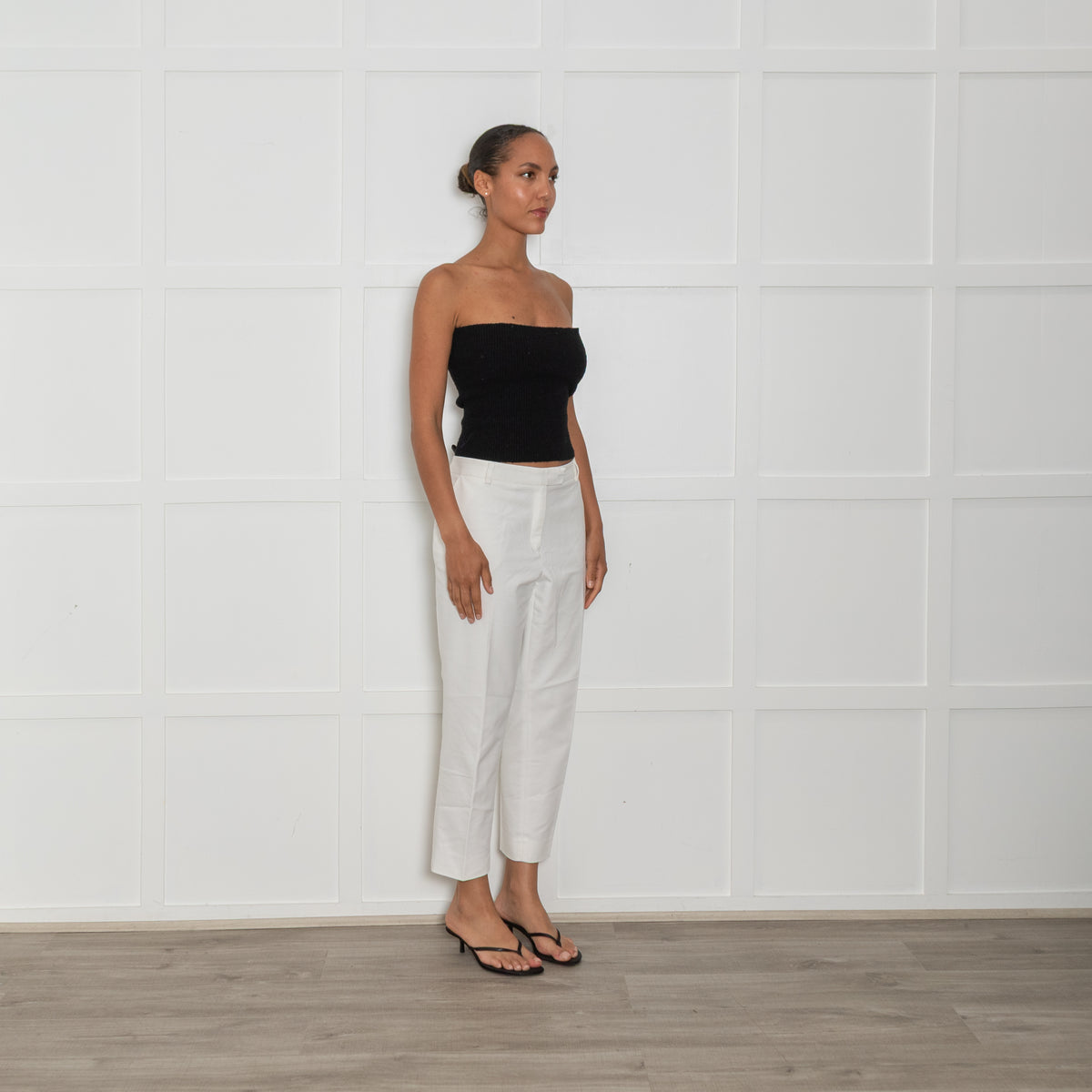 Baukjen White Cotton Blend Cigarette Trousers