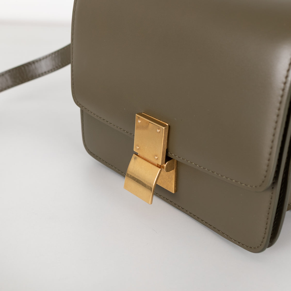 Celine Khaki Leather Teen Box Bag