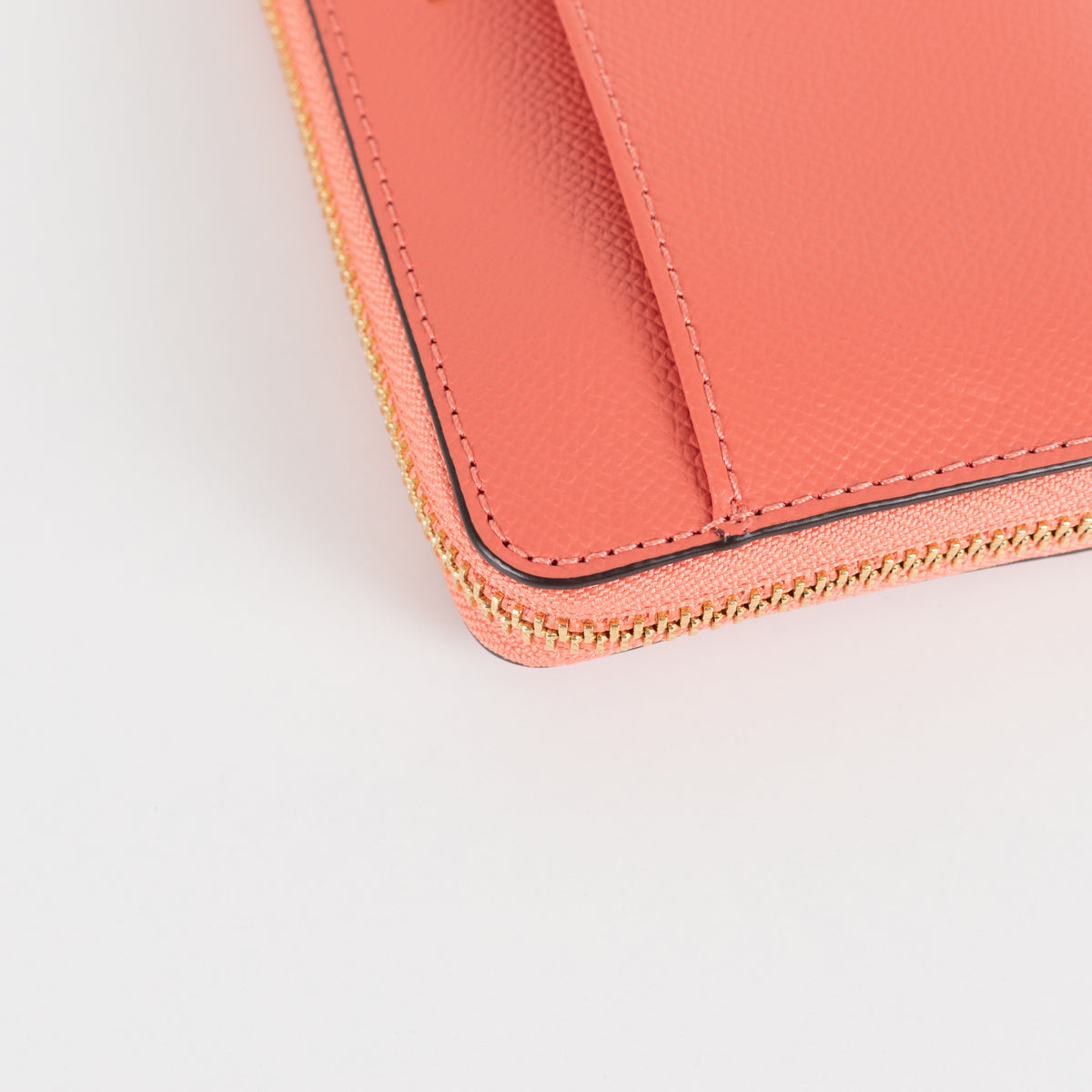 Michael Kors Coral Pebbled Leather Gold Zip Wallet With Front Pocket
