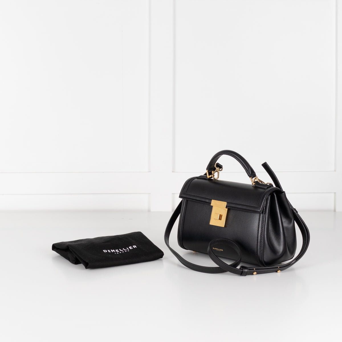DeMellier Black Paris Small Handbag with Top Handle and Crossbody