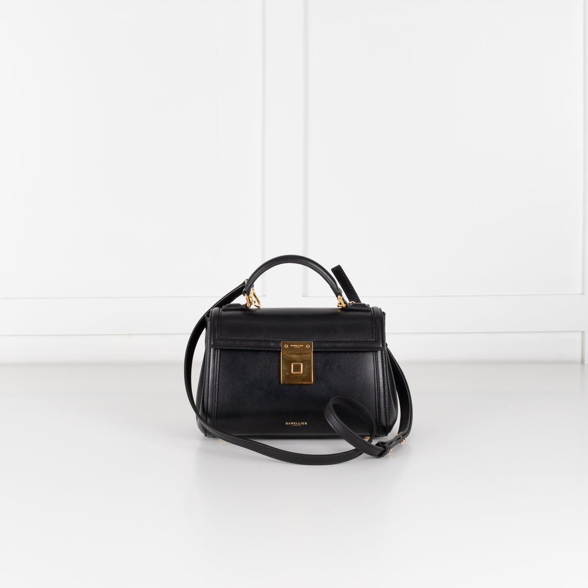 DeMellier Black Paris Small Handbag with Top Handle and Crossbody