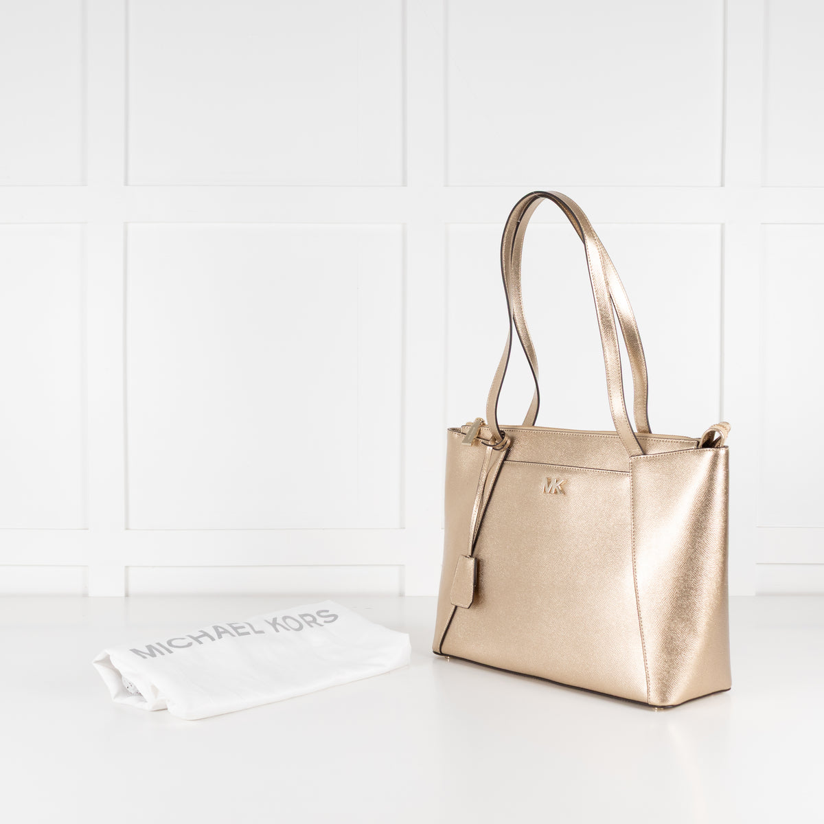 Michael Kors Gold Maddie Crossgrain Tote