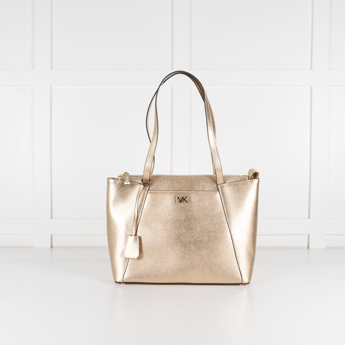 Michael Kors Gold Maddie Crossgrain Tote