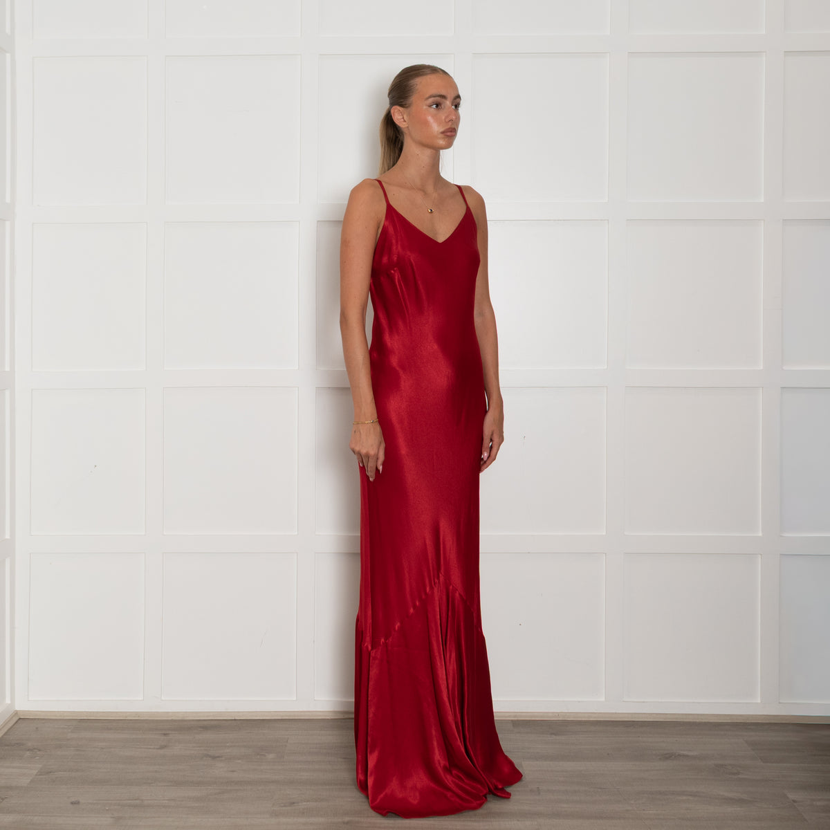 Ghost Red Satin Maxi Dress
