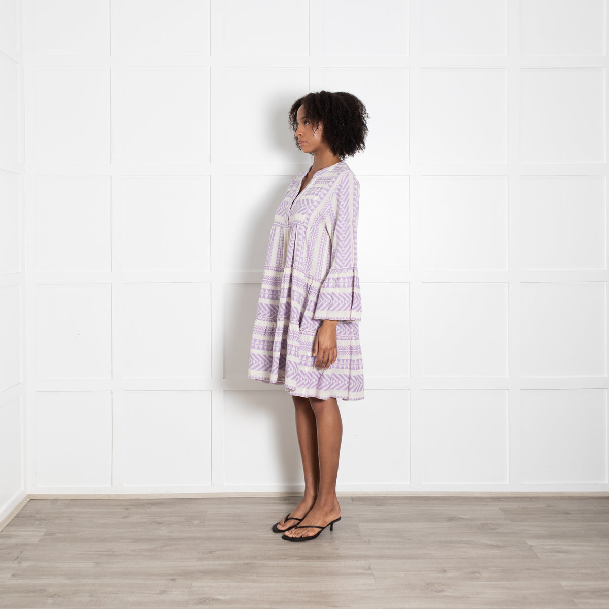 Devotion Twins  Lilac & White Patterned Dress