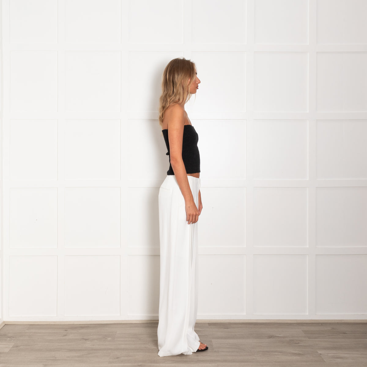 The Frankie Shop White Front Pleat Detail Trousers