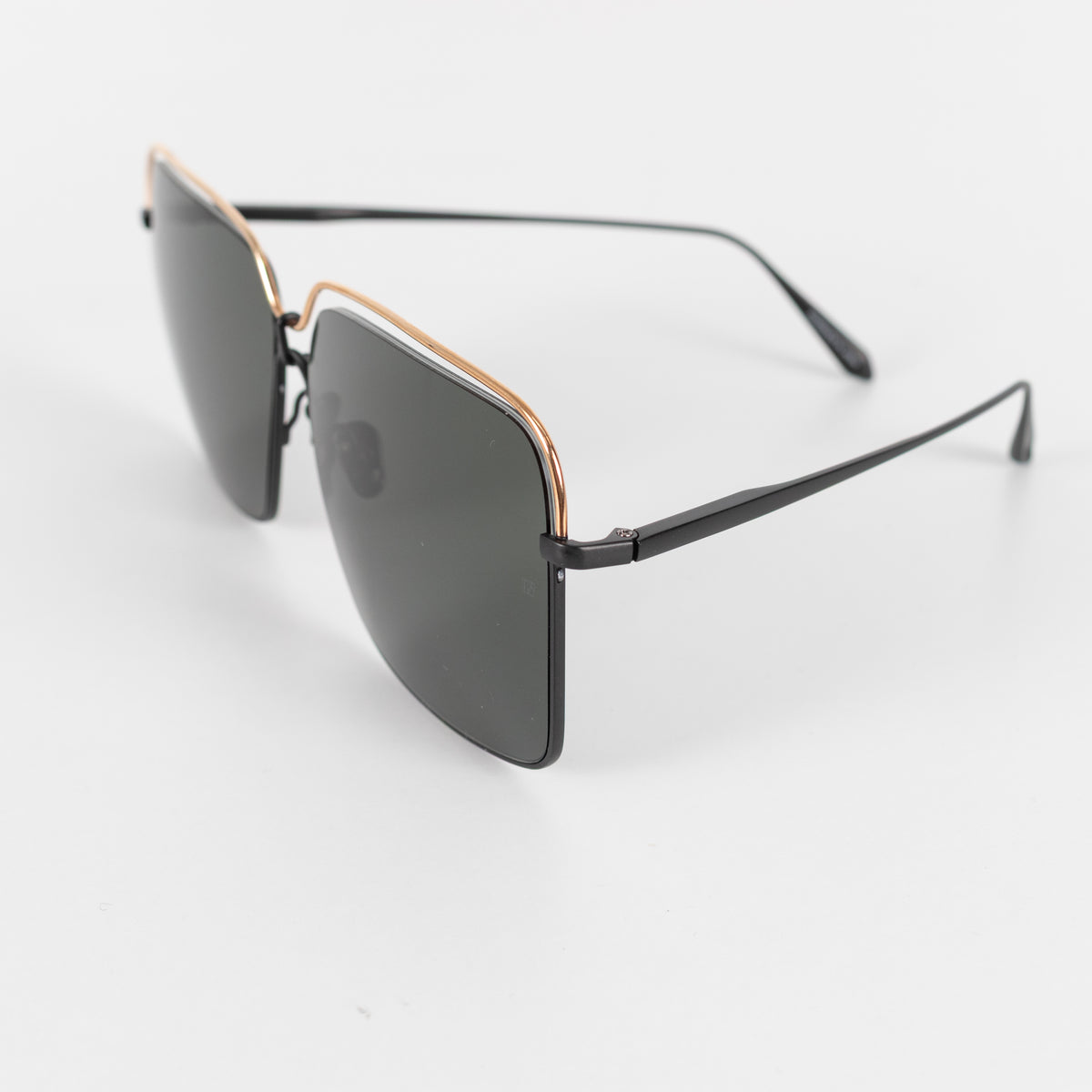 Linda Farrow Titanium Over sized Square Frame with Black lens