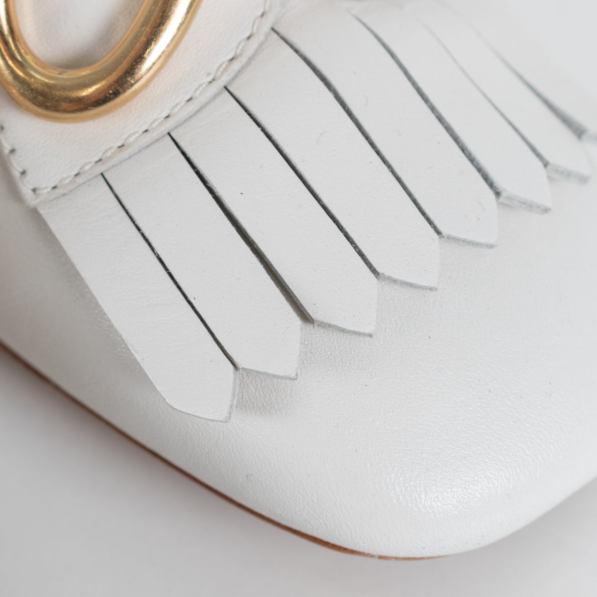 Kate Spade Cream Leather Gold Buckle Block Heeled Loafers