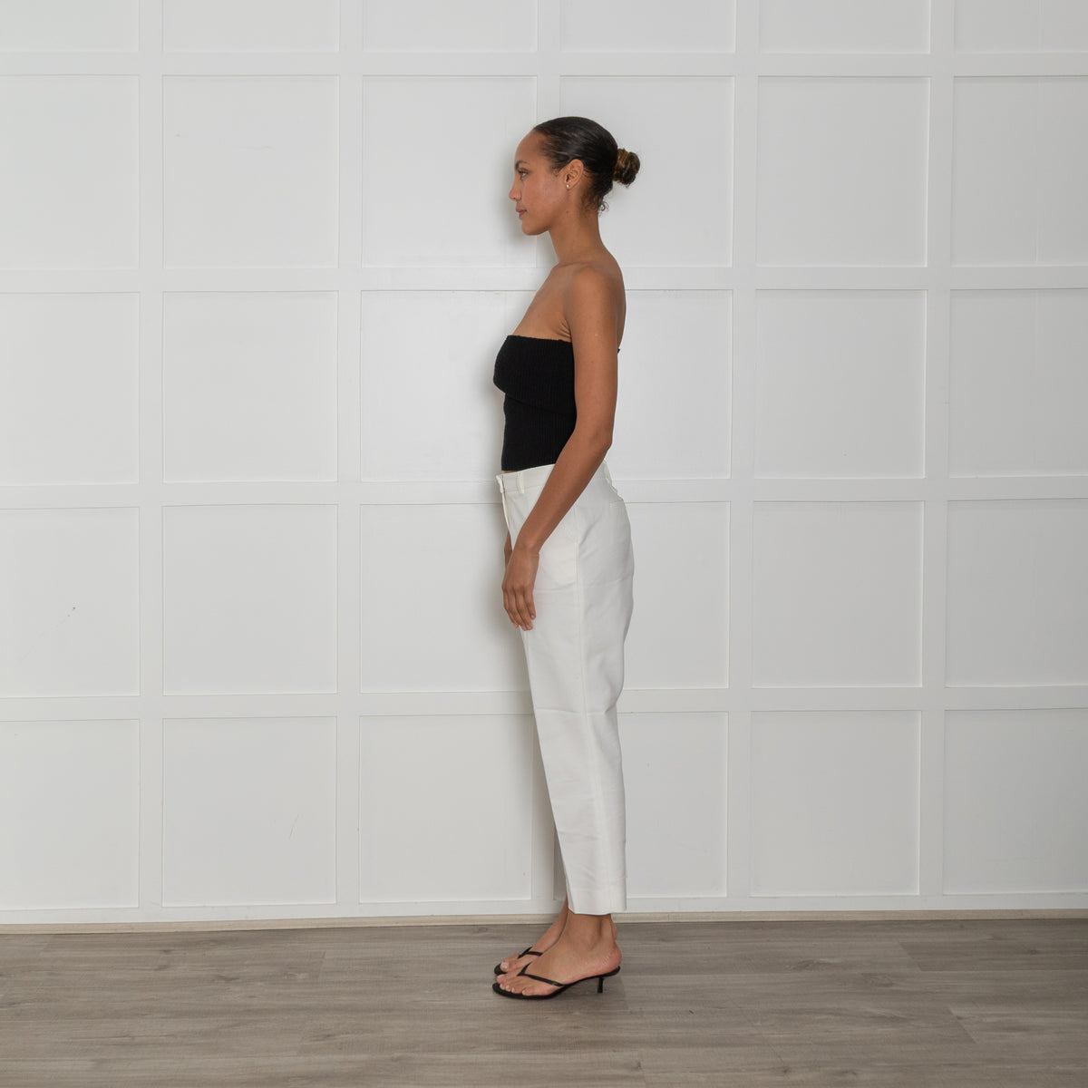 Baukjen White Cotton Blend Cigarette Trousers