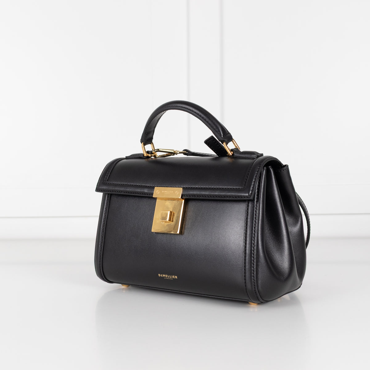 DeMellier Black Paris Small Handbag with Top Handle and Crossbody