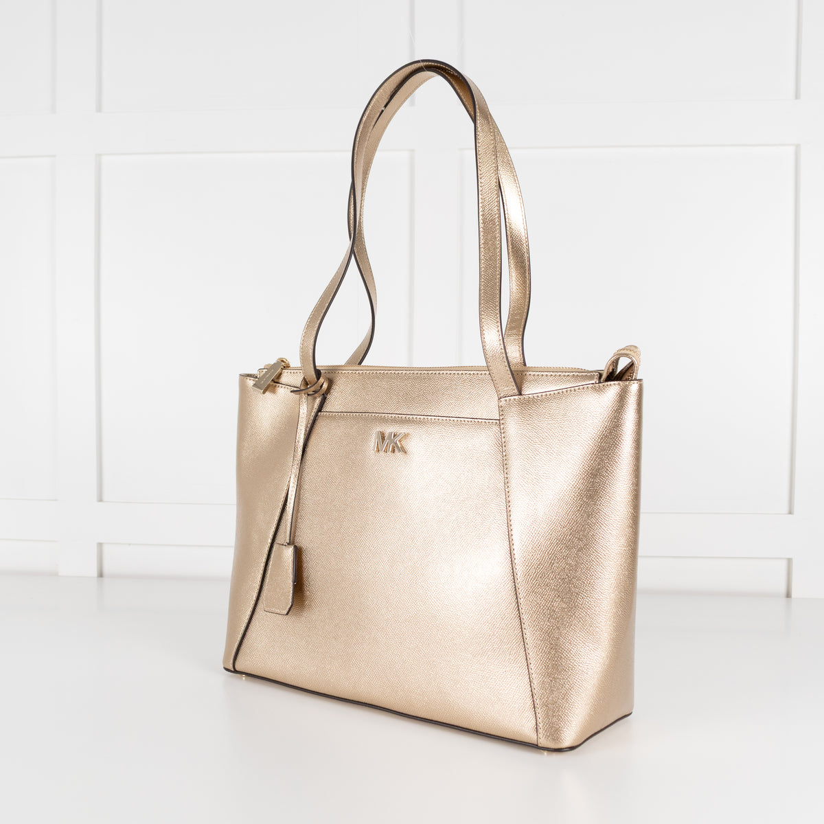 Michael Kors Gold Maddie Crossgrain Tote