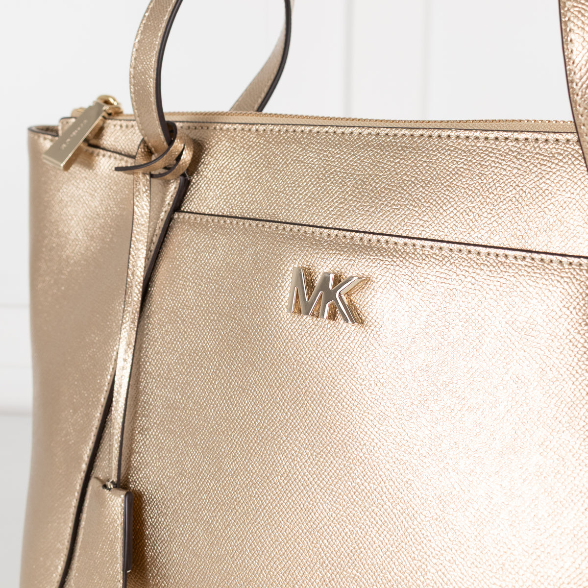 Michael Kors Gold Maddie Crossgrain Tote