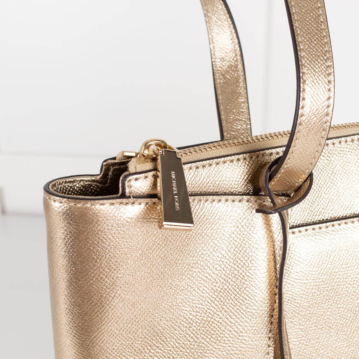 Michael Kors Gold Maddie Crossgrain Tote